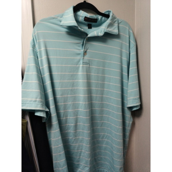 Peter Millar Other - Peter Millar Summer Comfort Golf Polo XL Light Blue White Stripes Short Sleeve